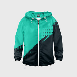 Ветровка с капюшоном детская Color black light blue, цвет: 3D-белый