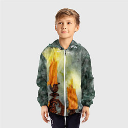 Ветровка с капюшоном детская Две горящие свечи в темноте, цвет: 3D-белый — фото 2