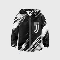Ветровка с капюшоном детская Juventus штрихи красок, цвет: 3D-белый