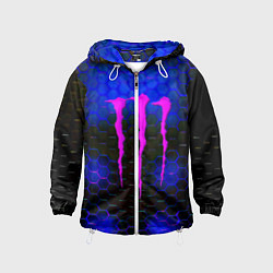 Ветровка с капюшоном детская Monster energy неоновая броня, цвет: 3D-белый