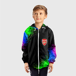 Ветровка с капюшоном детская Arsenal неоновые краски, цвет: 3D-белый — фото 2
