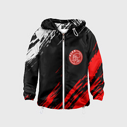 Ветровка с капюшоном детская Ajax штрихи красок, цвет: 3D-белый
