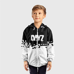 Ветровка с капюшоном детская Dayz черно белые пиксели, цвет: 3D-белый — фото 2