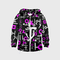 Ветровка с капюшоном детская Doom неоновый паттерн, цвет: 3D-белый