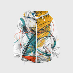 Ветровка с капюшоном детская Абстракция цвета, цвет: 3D-белый