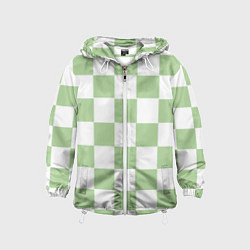 Ветровка с капюшоном детская Квадраты зелёные, цвет: 3D-белый