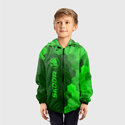 Ветровка с капюшоном детская Skoda - green gradient по-вертикали, цвет: 3D-черный — фото 2