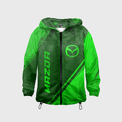 Ветровка с капюшоном детская Mazda - green gradient вертикально, цвет: 3D-черный
