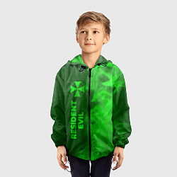 Ветровка с капюшоном детская Resident Evil - green gradient по-вертикали, цвет: 3D-черный — фото 2