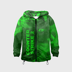 Ветровка с капюшоном детская Counter Strike 2 - green gradient вертикально, цвет: 3D-черный