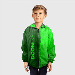 Ветровка с капюшоном детская Doom - green gradient по-вертикали, цвет: 3D-черный — фото 2