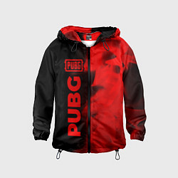 Ветровка с капюшоном детская PUBG - red gradient по-вертикали, цвет: 3D-черный