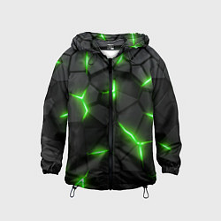 Ветровка с капюшоном детская Зеленая неоновая броня, цвет: 3D-черный
