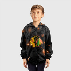 Ветровка с капюшоном детская Чикаго Блэкхокс - плиты с подсветкой, цвет: 3D-черный — фото 2