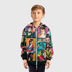 Ветровка с капюшоном детская David Bowie vintage collage, цвет: 3D-белый — фото 2