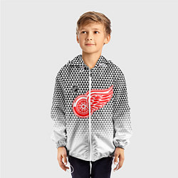 Ветровка с капюшоном детская Детройт Ред Уингз - геометрический градиент, цвет: 3D-белый — фото 2