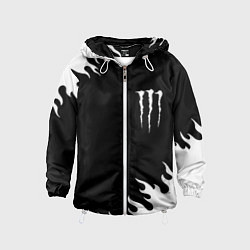 Ветровка с капюшоном детская Monster energy белый огонь, цвет: 3D-белый