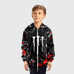Ветровка с капюшоном детская Monster energy штрихи, цвет: 3D-белый — фото 2