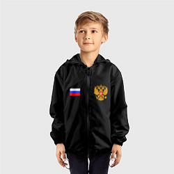 Ветровка с капюшоном детская Russia sports team, цвет: 3D-черный — фото 2
