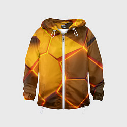 Ветровка с капюшоном детская Желтые неоновые соты - текстура, цвет: 3D-белый