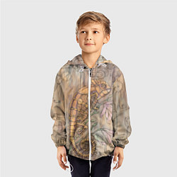 Ветровка с капюшоном детская Стимпанк механический киберхамелеон, цвет: 3D-белый — фото 2