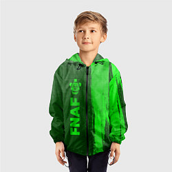 Ветровка с капюшоном детская FNAF - green gradient по-вертикали, цвет: 3D-черный — фото 2
