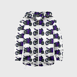 Ветровка с капюшоном детская Motorcycle purple gloss, цвет: 3D-белый
