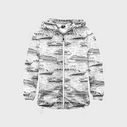 Ветровка с капюшоном детская Корабли на Неве, цвет: 3D-белый