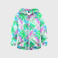 Ветровка с капюшоном детская Palm green light blue, цвет: 3D-белый
