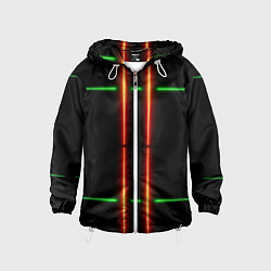 Ветровка с капюшоном детская Neon green black red line, цвет: 3D-белый