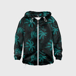 Ветровка с капюшоном детская Palm light blue dark, цвет: 3D-белый