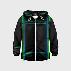 Ветровка с капюшоном детская Neon green light blue, цвет: 3D-белый