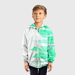 Ветровка с капюшоном детская Color white light blue strip, цвет: 3D-белый — фото 2