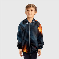 Ветровка с капюшоном детская Разорванный синий камуфляж с огнем, цвет: 3D-белый — фото 2