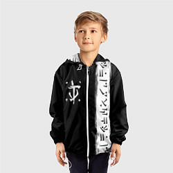 Ветровка с капюшоном детская Doom символы марса, цвет: 3D-белый — фото 2