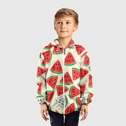 Ветровка с капюшоном детская Арбузный паттерн, цвет: 3D-белый — фото 2