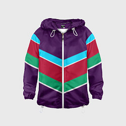 Ветровка с капюшоном детская Фиолетовый с полосами, цвет: 3D-белый