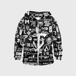 Ветровка с капюшоном детская Doom логотипы всех игр, цвет: 3D-белый