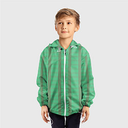 Ветровка с капюшоном детская Color green cage brown stripes, цвет: 3D-белый — фото 2