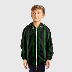 Ветровка с капюшоном детская Color black cage green stripes, цвет: 3D-белый — фото 2