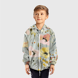 Ветровка с капюшоном детская Цветы и цветочки, цвет: 3D-белый — фото 2