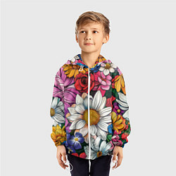 Ветровка с капюшоном детская Крупные цветы, цвет: 3D-белый — фото 2