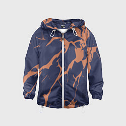 Ветровка с капюшоном детская Разломы на синем, цвет: 3D-белый