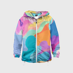 Ветровка с капюшоном детская Разноцветные красивые облака, цвет: 3D-белый