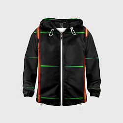 Детская ветровка Color black green orange stripes