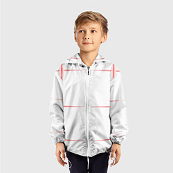 Ветровка с капюшоном детская Color white red stripes, цвет: 3D-белый — фото 2