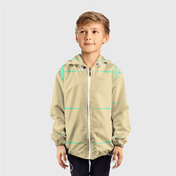 Ветровка с капюшоном детская Color beige green stripes, цвет: 3D-белый — фото 2