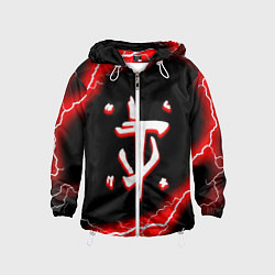 Ветровка с капюшоном детская Doom красный шторм, цвет: 3D-белый