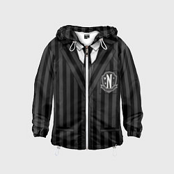 Ветровка с капюшоном детская Форма как у Уэнсдэй Аддамс верх, цвет: 3D-белый