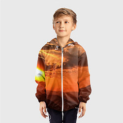Ветровка с капюшоном детская Закат на перевале актопрак, цвет: 3D-белый — фото 2